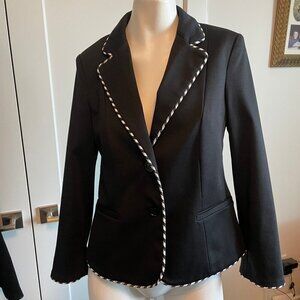 Pink Tartan Regatta Jacket 2 Button Lined Cotton Poly Blend Blazer Blk Wht Sz 8